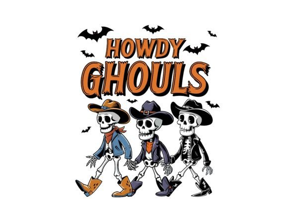 Cowboy Skeleton Trio Walking Halloween Design Review