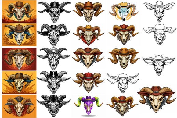 Goat Skull with Horns and Cowboy Hat: A Rustic Embroidery Design Review