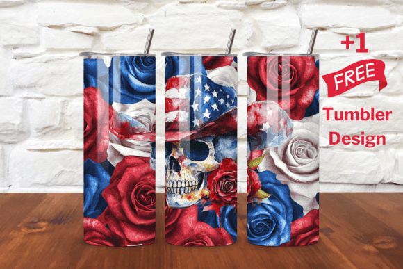 Skull Rose USA Flag Cowboy Hat 20oz Tum Review