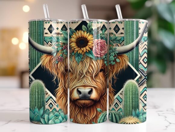 Western Boho Cow Design Tumbler Wrap PNG Review for Real Projects