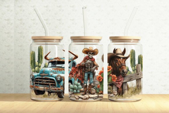 Western Cowboy 16oz Glass Can Wrap Design Review